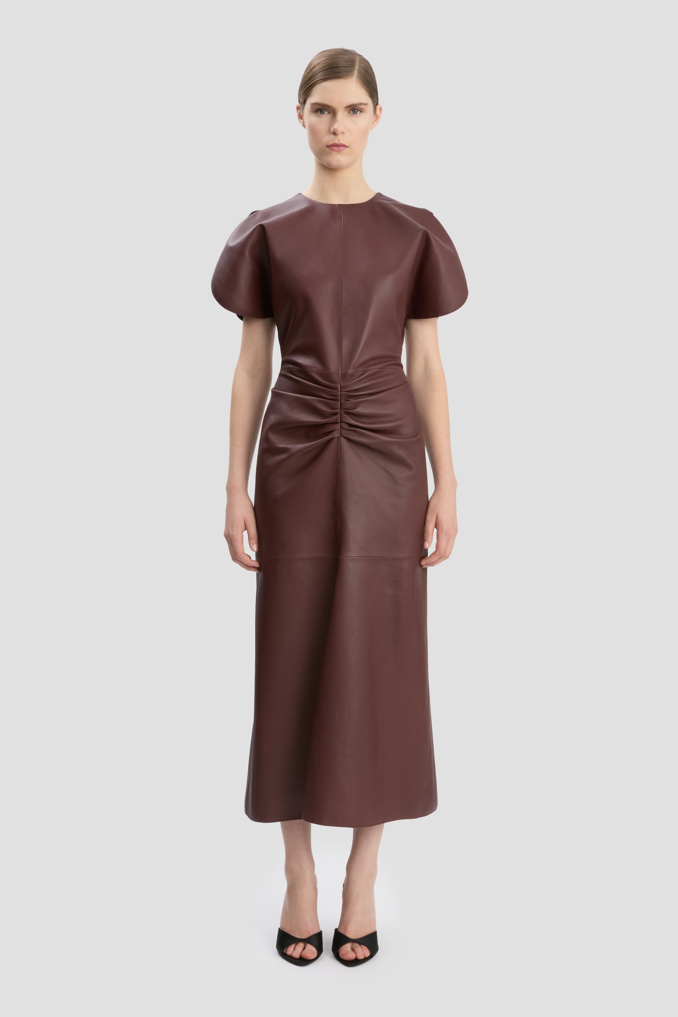 Bela Midi Dress In Burgundy