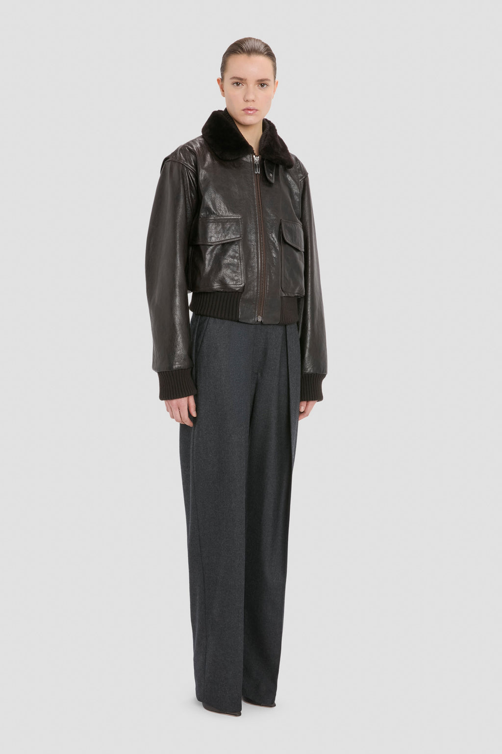 Aviator Jacket In Dark Brown