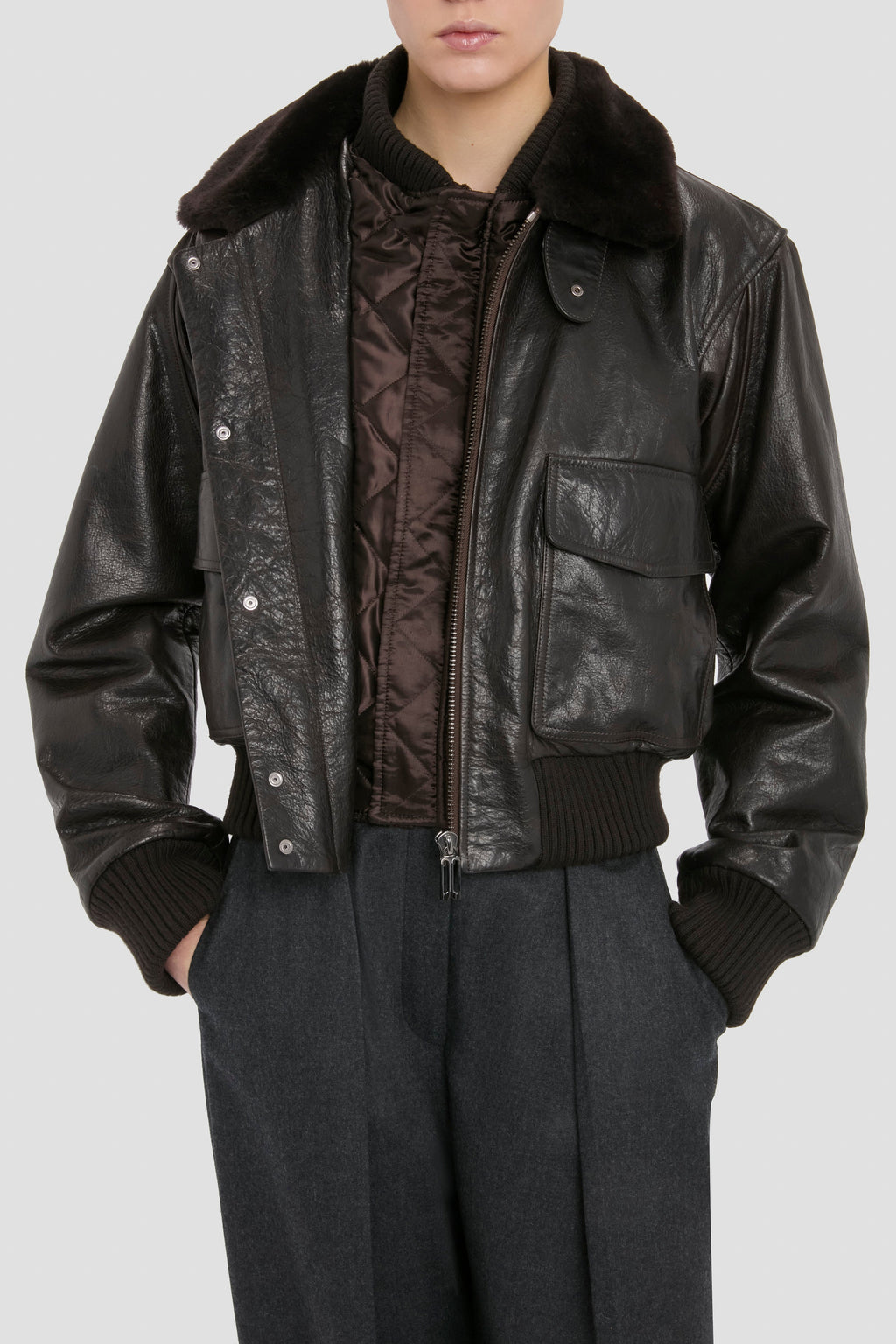 Aviator Jacket In Dark Brown