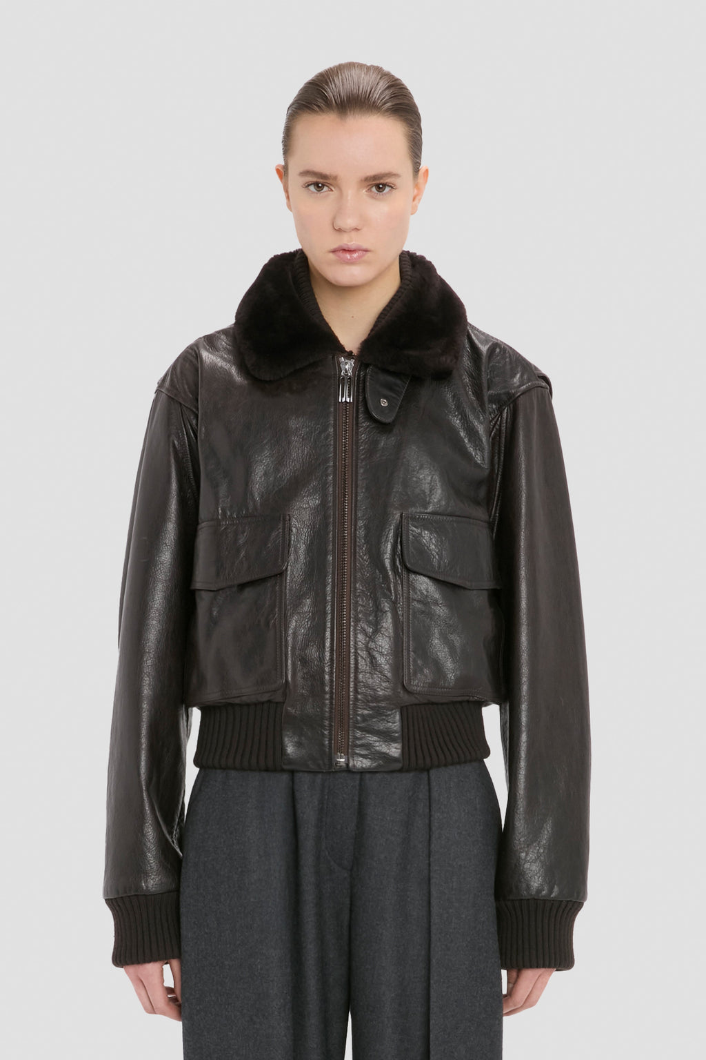 Aviator Jacket In Dark Brown